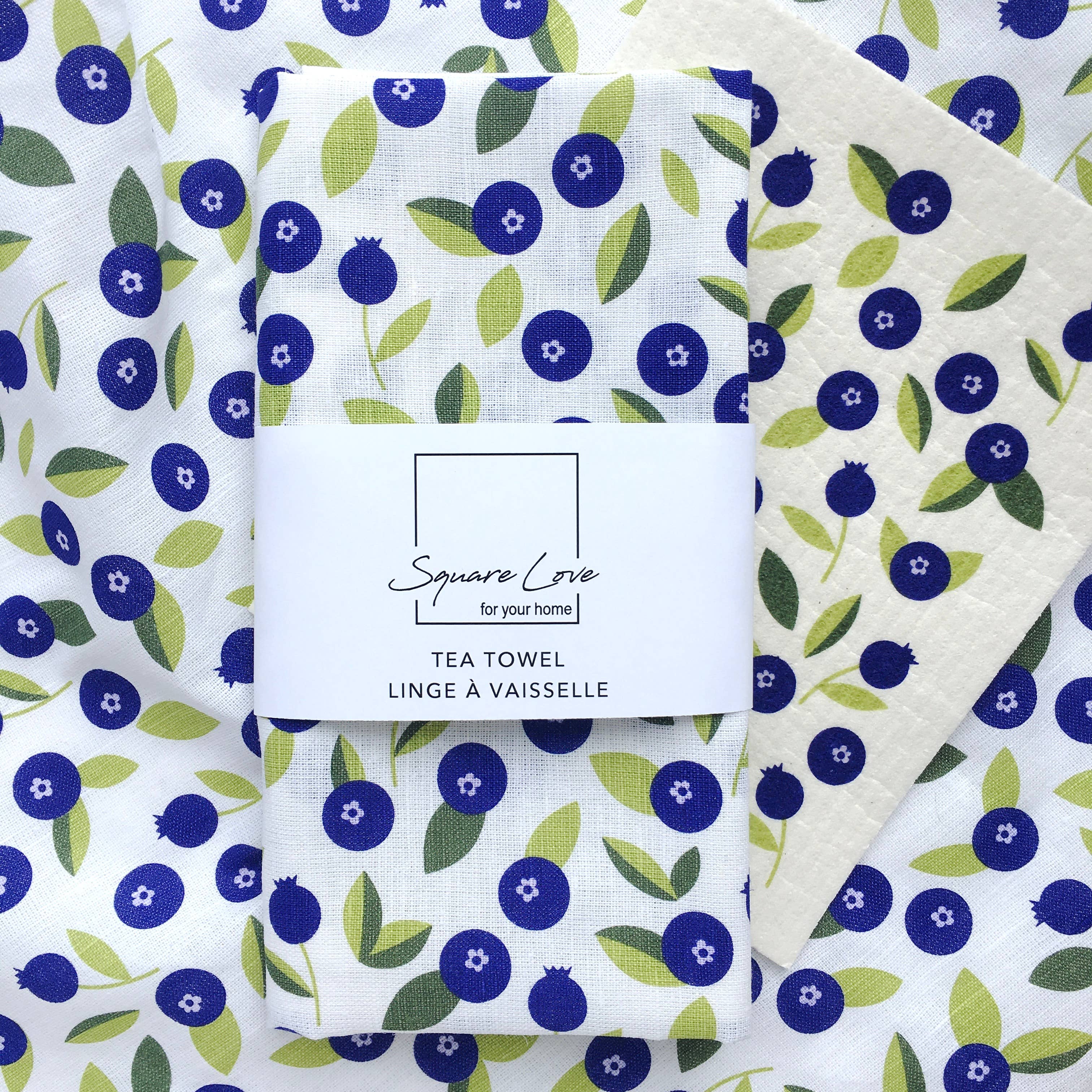 Square Love - Wholesale Tea Towel - Blueberry Linen Blend Tea Towel1