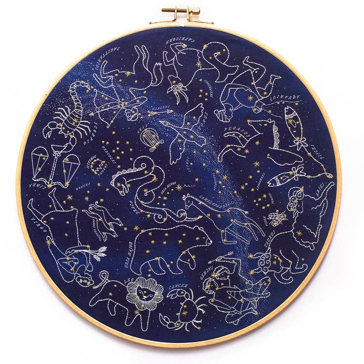 Kiriki Press - Wholesale Embroidery/Cross Stitch Supplies - Star Map - 11" Hoop Kit