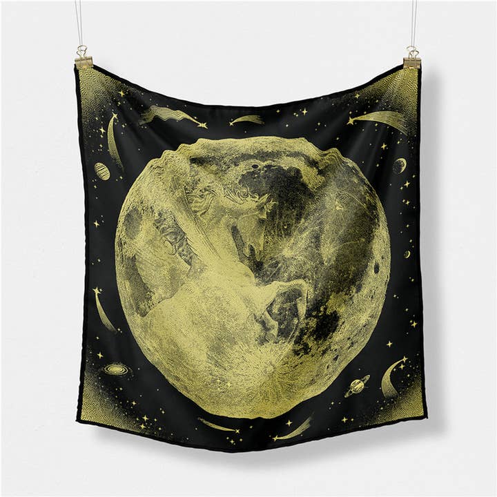 ACCITY - Wholesale Scarf - Women's - COSMIC SKY SILK SCARF TURBAN SQUARE SCARF_CWASC0653
