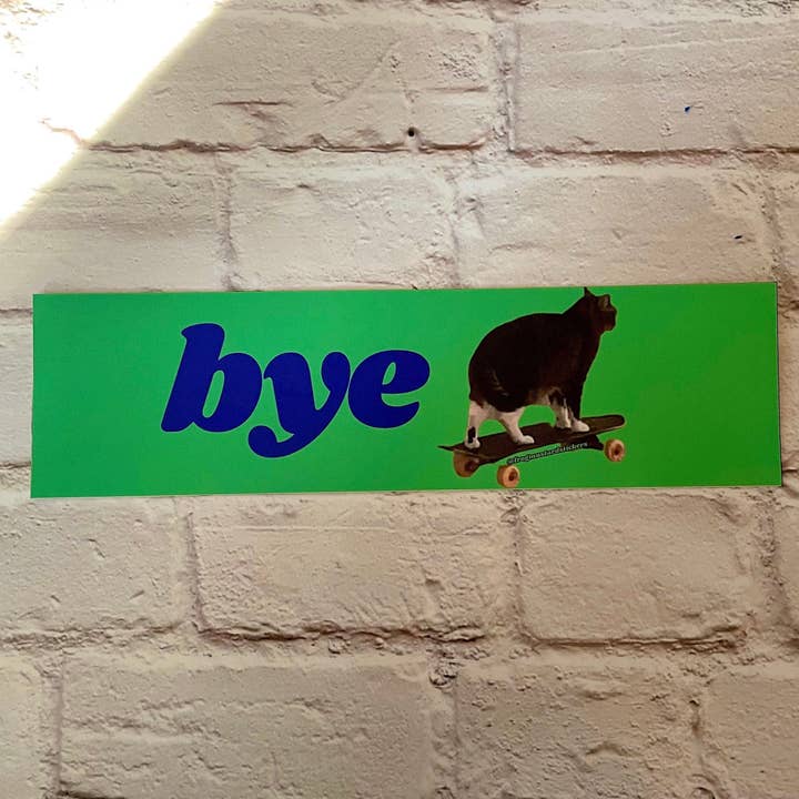Bye Skateboard Cat for wholesale by Frog Mustard Stickers