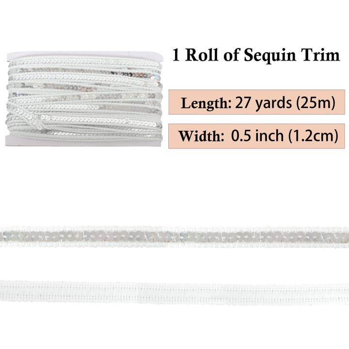 AK Brand - Wholesale Craft supplies - Sequin Trim 0.5 Inch Flat Glitter Sequin Ribbon Bling Fabric7