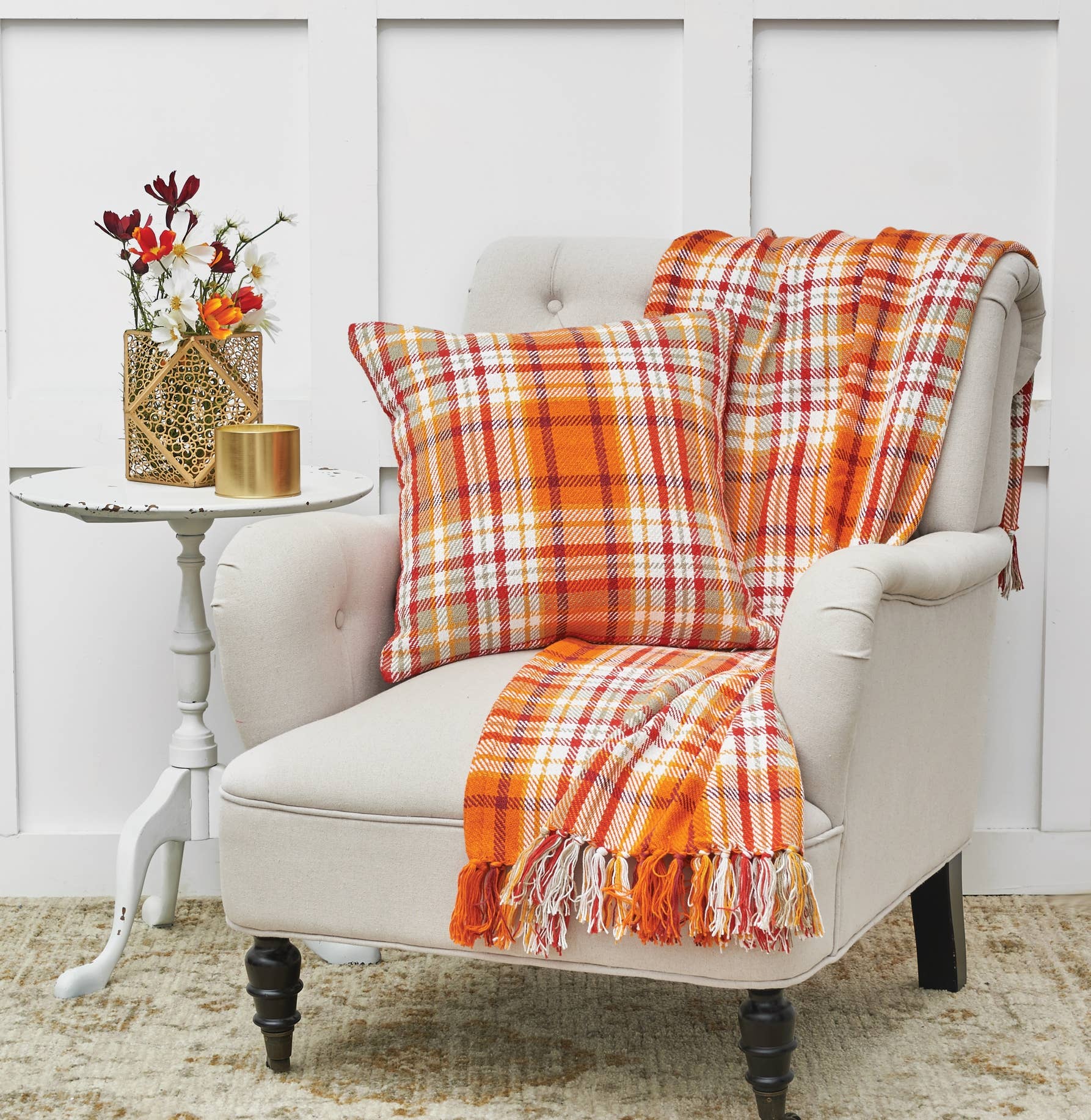 C&F Home - Vente Plaids - Plaid à carreaux Fall/Harvest Briar Orange