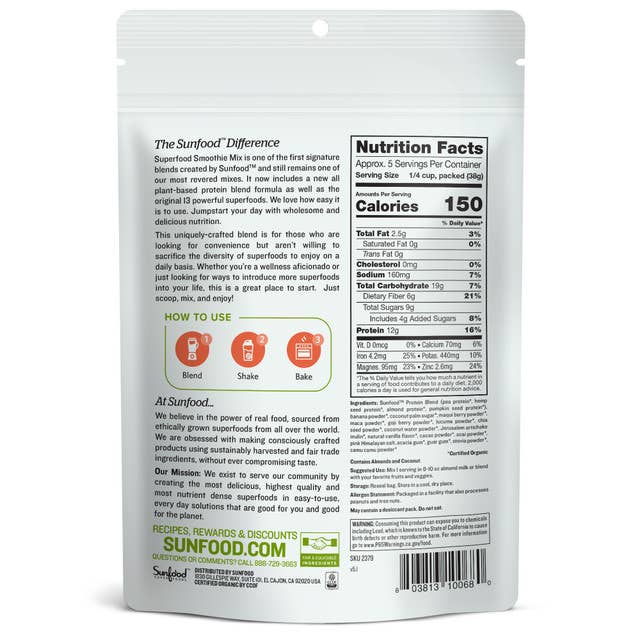 Sunfood Superfoods - Wholesale Protein/Superfood Powder - Superfood Smoothie Mix