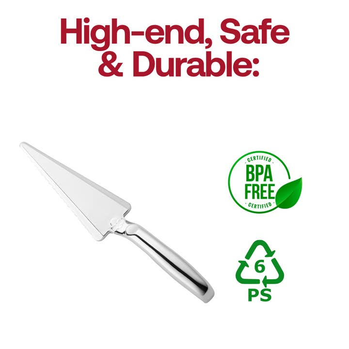Smarty had a Party - Wholesale Disposable Servingware - Shiny Silver Disposable Plastic Cake Cutters/Lifters - 5 pcs3