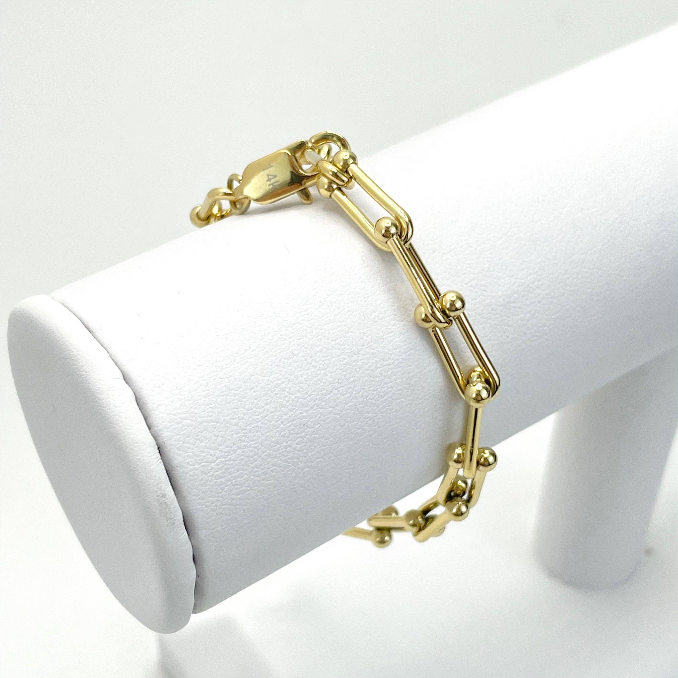 Luxus Accessories – Pulseira de elo e corrente por atacado – Pulseira de 5 mm em U Link preenchida com ouro 18k4