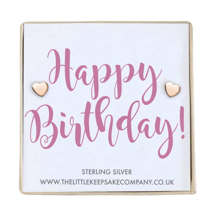 Rose Gold Vermeil Citat Øreringe - Tillykke med fødselsdagen for engroshandel hos The Little Keepsake Company