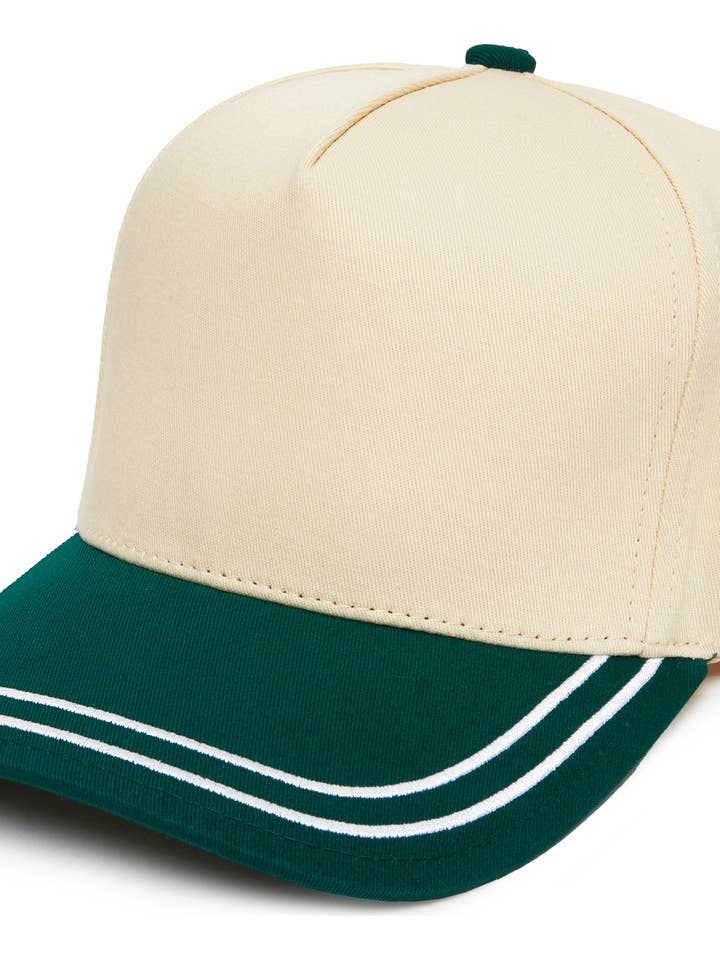 Gorra Trucker Bicolor con Visera Bordada - Verde Kelly/Beige para venta al por mayor de Funky Junque
