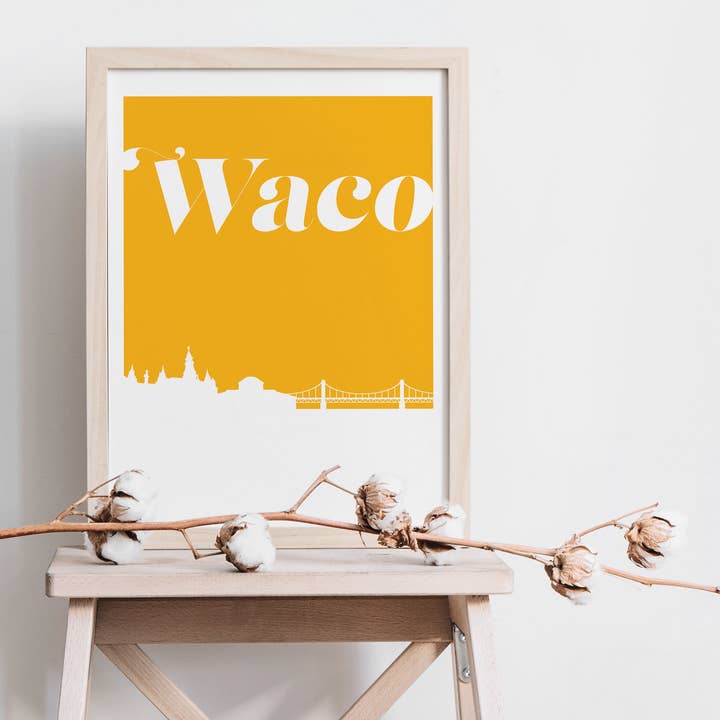 Paperfinch Design - Wholesale Art Print - Waco Texas retro inspired skyline art print7