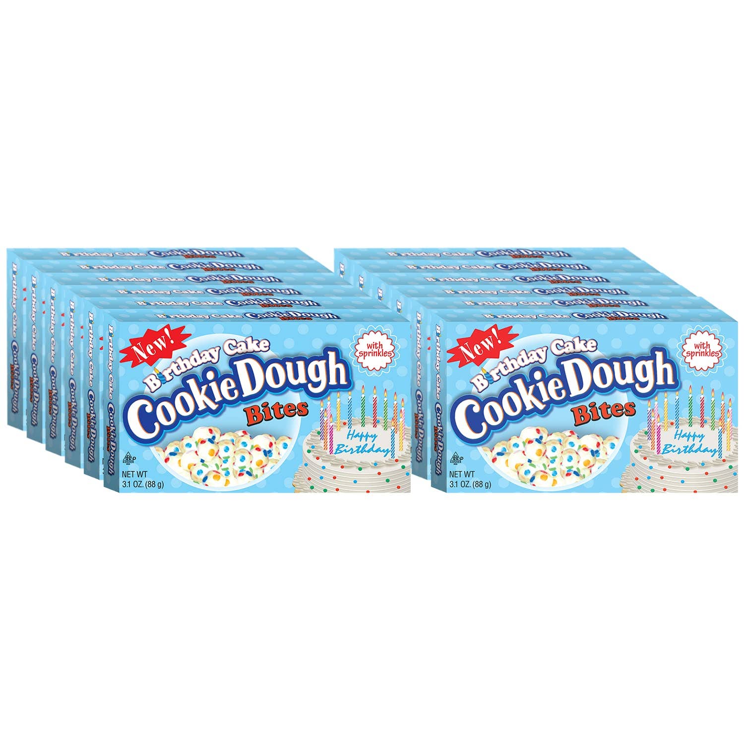 Long Island Candy Factory - Vendita all'ingrosso Dolci ricoperti di cioccolato - Cookie Dough Bites gusto torta di compleanno confezione da 12 pezzi da 88 g ciascuno0