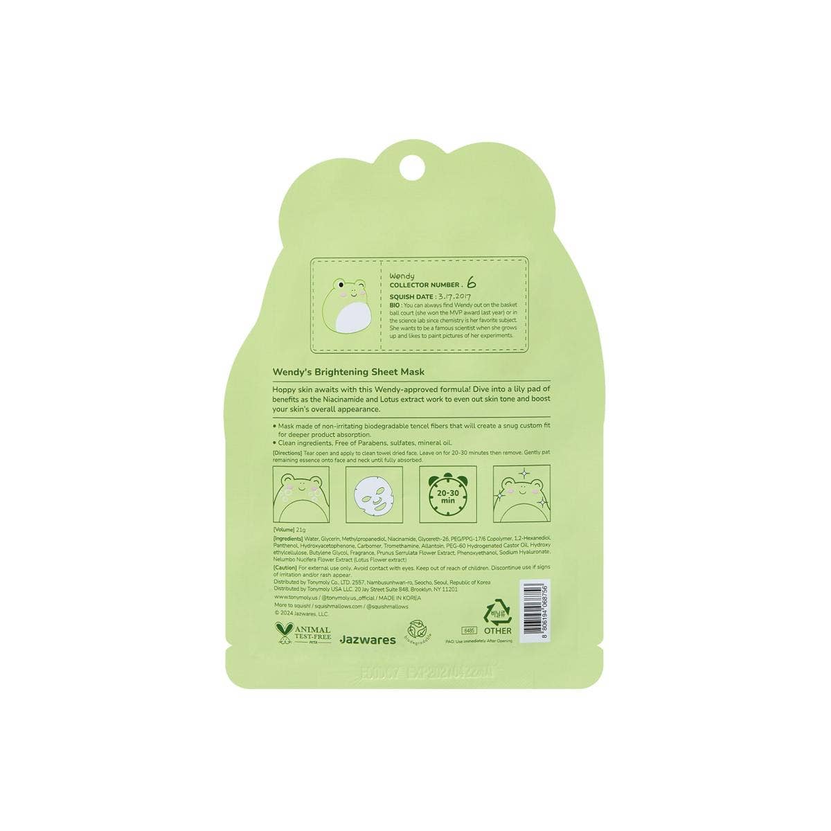 TONYMOLY - Wholesale Skincare Face Mask - Squishmallows x TONYMOLY Sheet Mask7