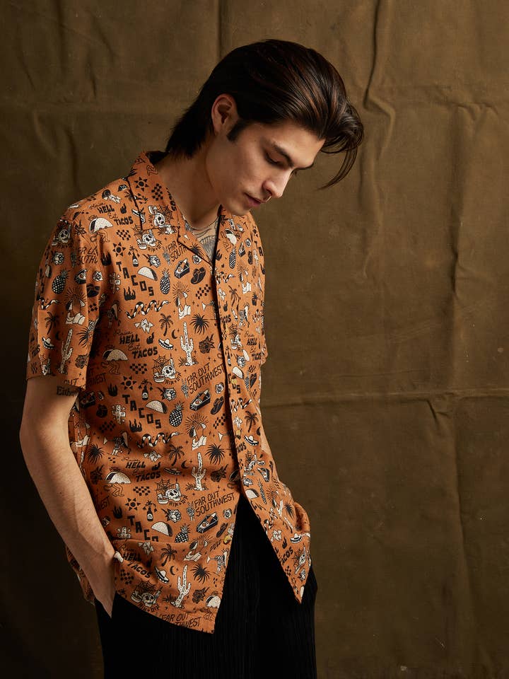 Pyknic - Wholesale Buttoned-down shirt – Unisex - Raise Hell Eat Tacos Men and Women Casual Button-Up Shirt2