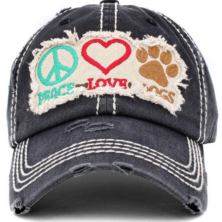 KBETHOS - Wholesale Hat Accessory - Women's - Peace Love Dogs Vintage Ballcap