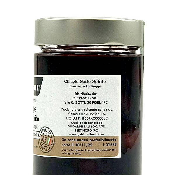 Oltresole - Vendita all'ingrosso Marmellata/Gelatina - Ciliegie Sotto Spirito Alla Grappa 300 G