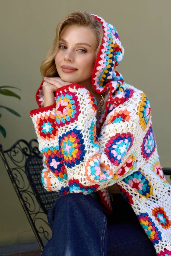 SAACHI – Engroshandel Kimono - Dame – Hæklet uldhætte Kimono Lang2