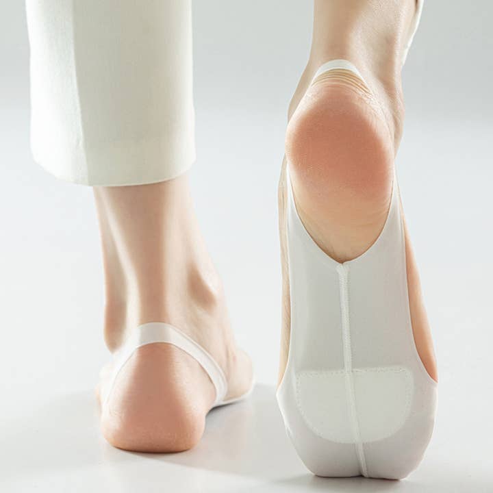 Dames 4 Paar Dames Ballet-geïnspireerde Onzichtbare Sokken Lage Snit Onzichtbaar Ontwerp met Kruislingse Elastische Bandjes en Antislip Siliconen Hak voor wholesale door AK Brand