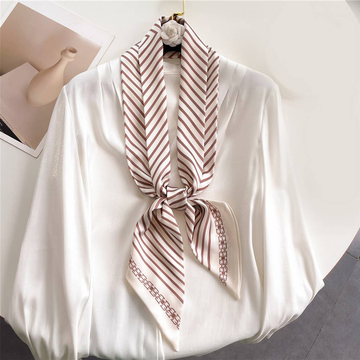 ACCITY - Wholesale Head Scarf - Women's - FASHIONABLE DOUBLE-LAYER RIBBON ANGLED HEAD SCARF_CWASC151527