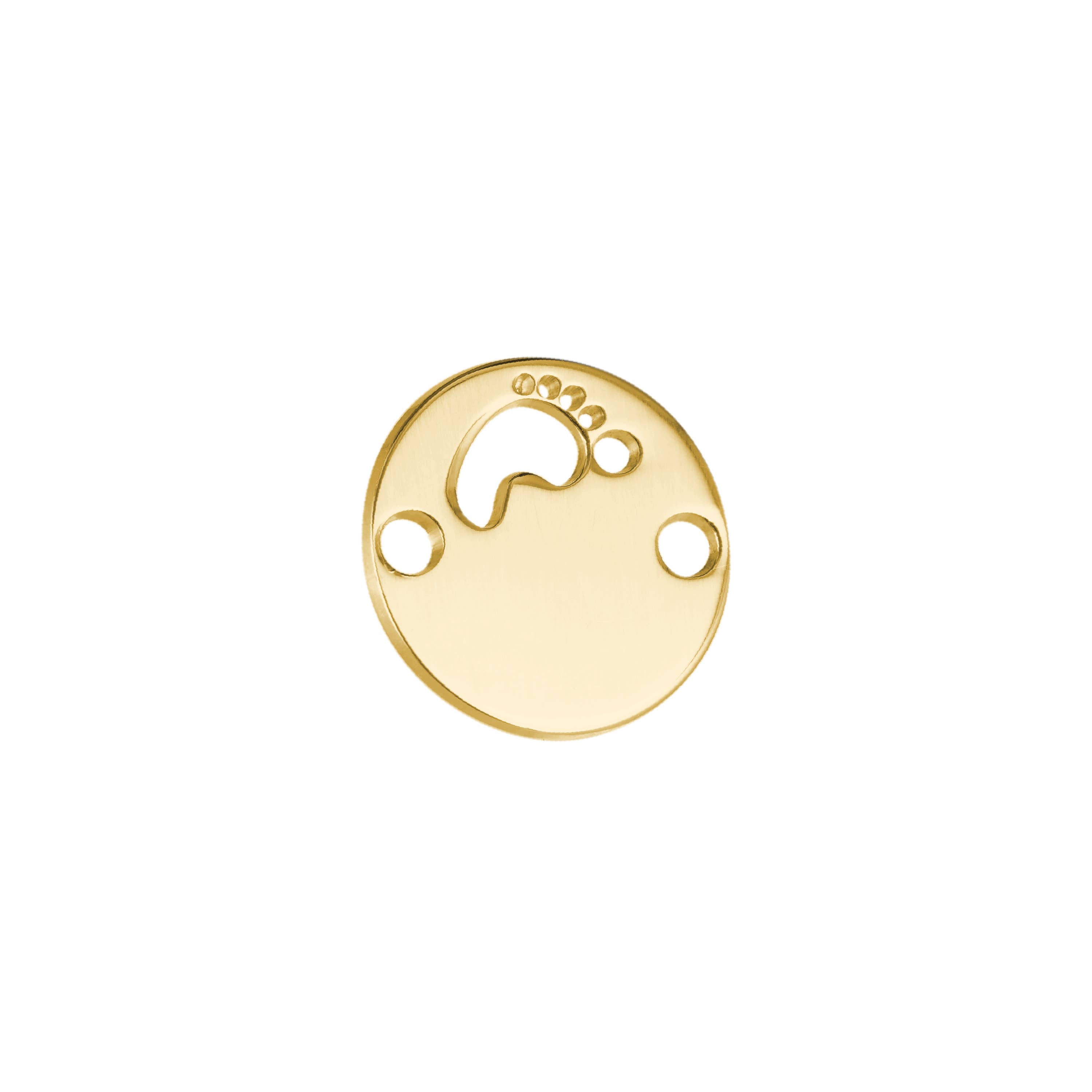 Bijoux Fabrication Française - Wholesale Individual Charm/Pendant - Round Medal Engravable Bracelet - Gold or Silver Foot Print4