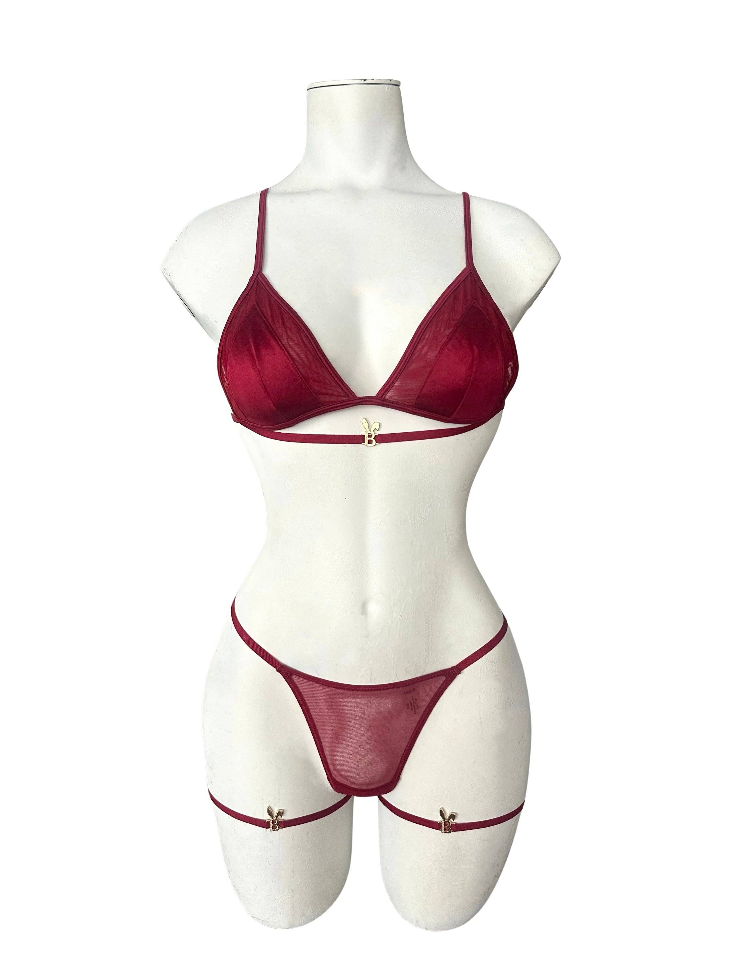 BUNNIES ROOM - Wholesale Lingerie Set - Women's - LINGERIE SET IN RED WINE1
