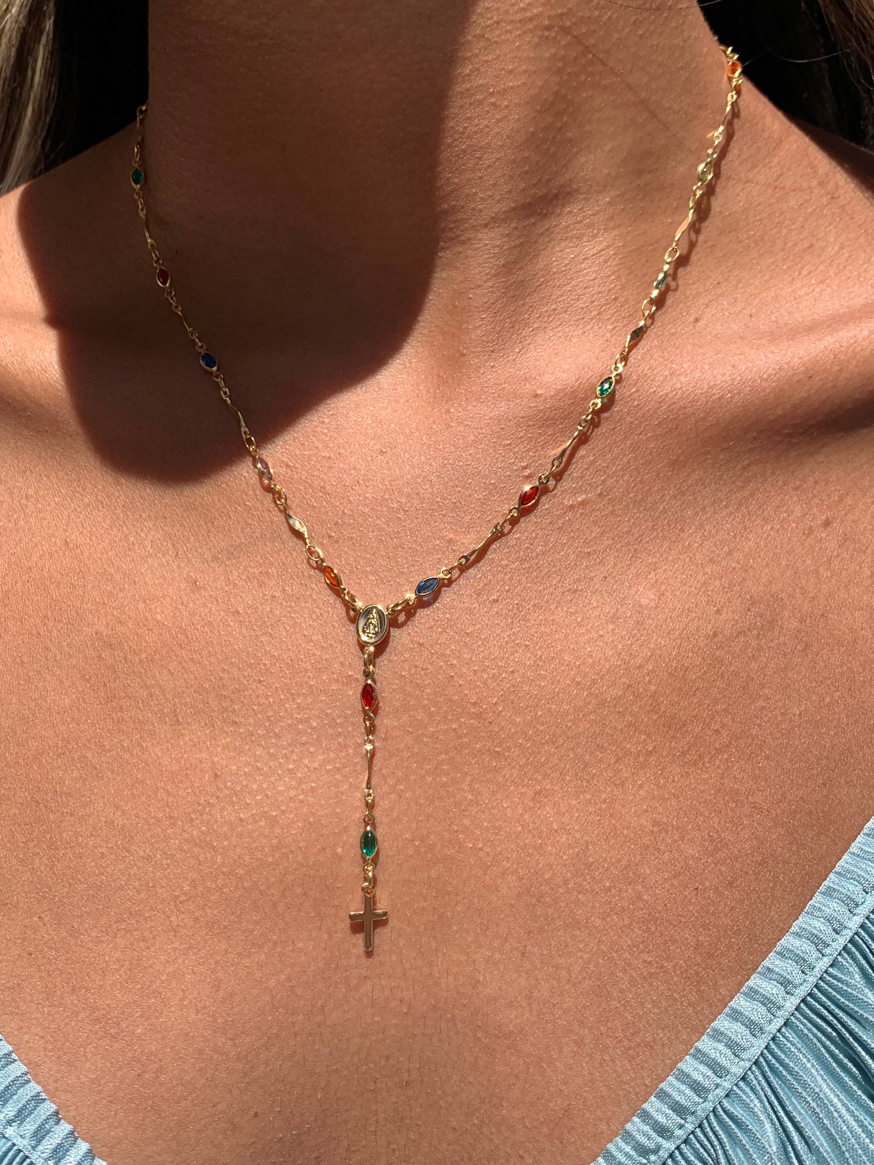 Mali Beads – Großhandel Kette mit Anhänger/Charm – Goldgefüllte Edelstein-Rosenkranzkette – Zarter Schichtschmuck4