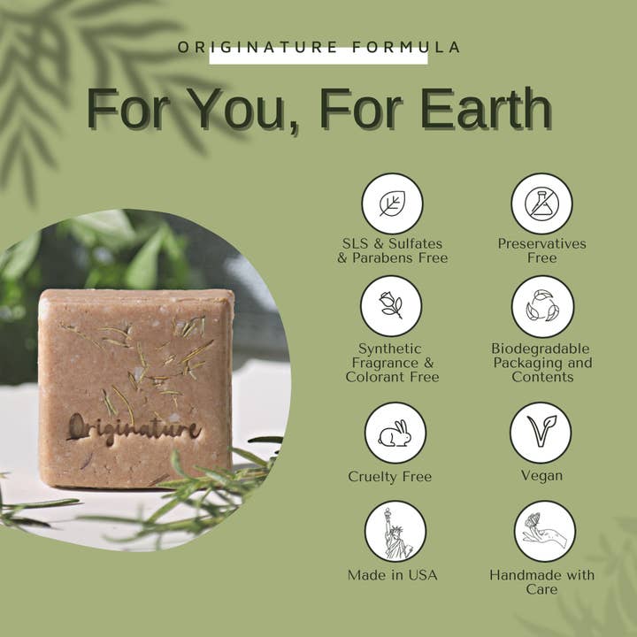 Originature - Wholesale Shampoo Puck/Solid Shampoo - Hair Growth Solid Shampoo - Rosemary & Quinoa Protein (Better Than Rice Shampoo Bar)