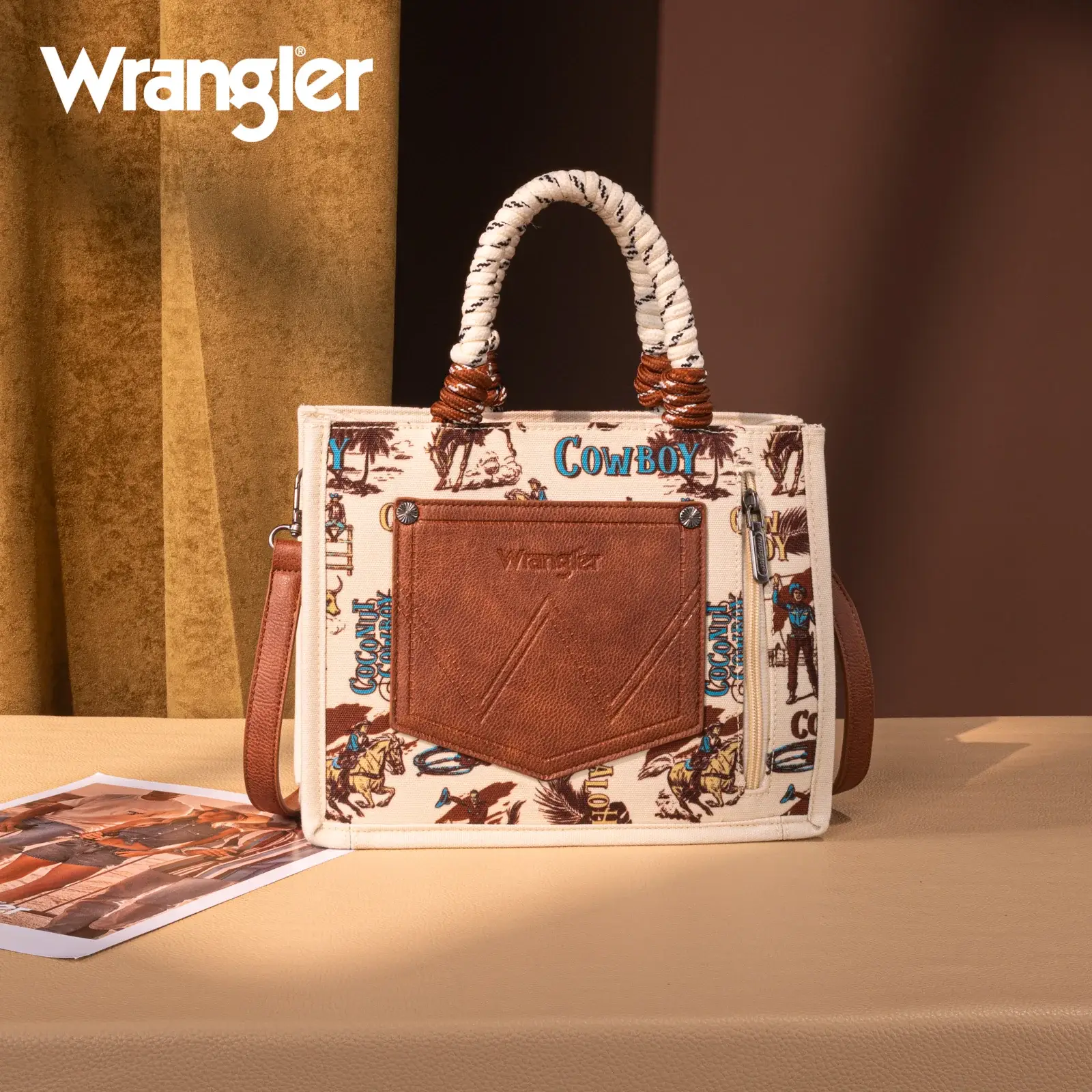 South End Clothing and Apparel L.L.C - Wholesale Tote Bag - Women's - Wrangler Cowboy Print Tote/Crossbody 4