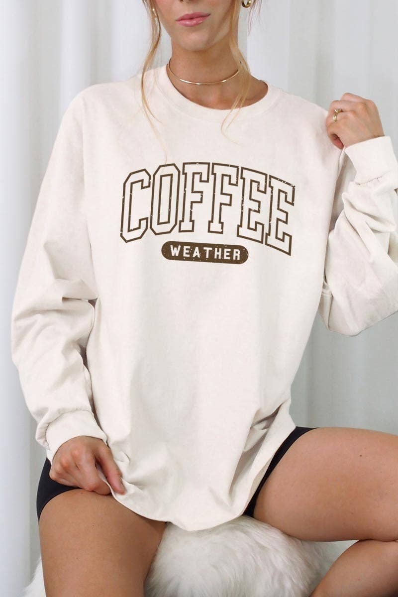 COLORBEAR – wholesale T-shirt (graphic) – women's – Coffee Weather Graphic Plus Long Sleeve Tee2