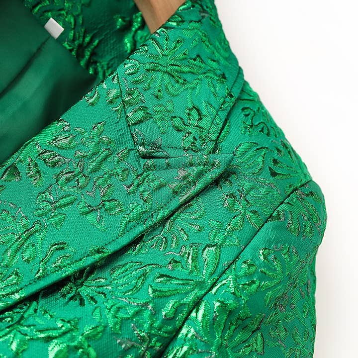 Green SET059 Luxury Jacquard Suit Set for wholesale on Faire