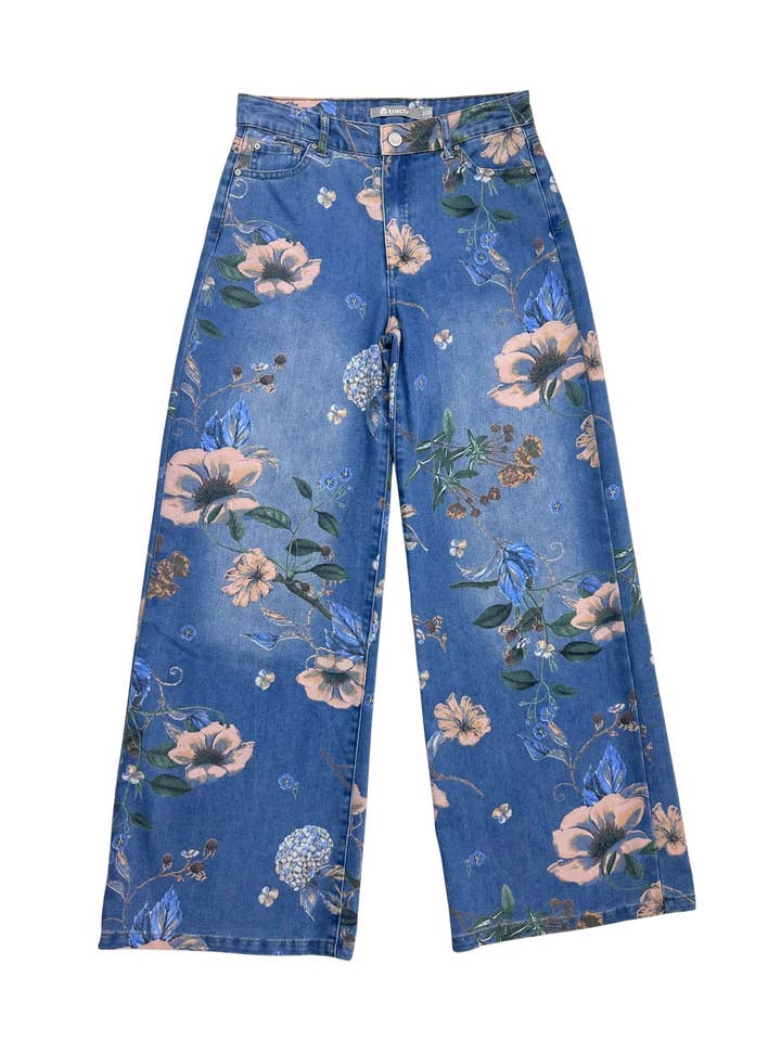 MUJERES-PANTALÓN ANCHO ESTAMPADO FLORAL/93035-D7GF para venta al por mayor de Tractr Jeans