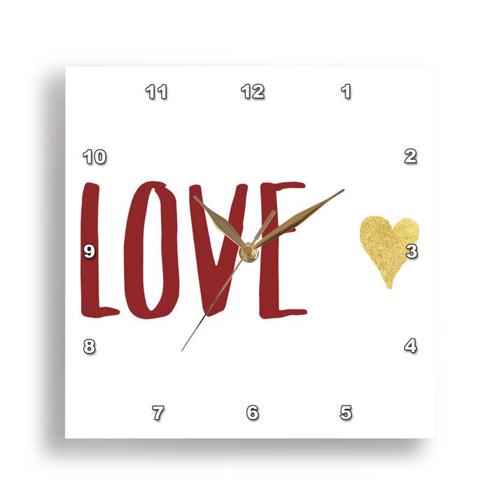 3dRose – wholesale Wall clock – 3dRose, Image of Red Gold Love Glitzy Heart, Wall Clock