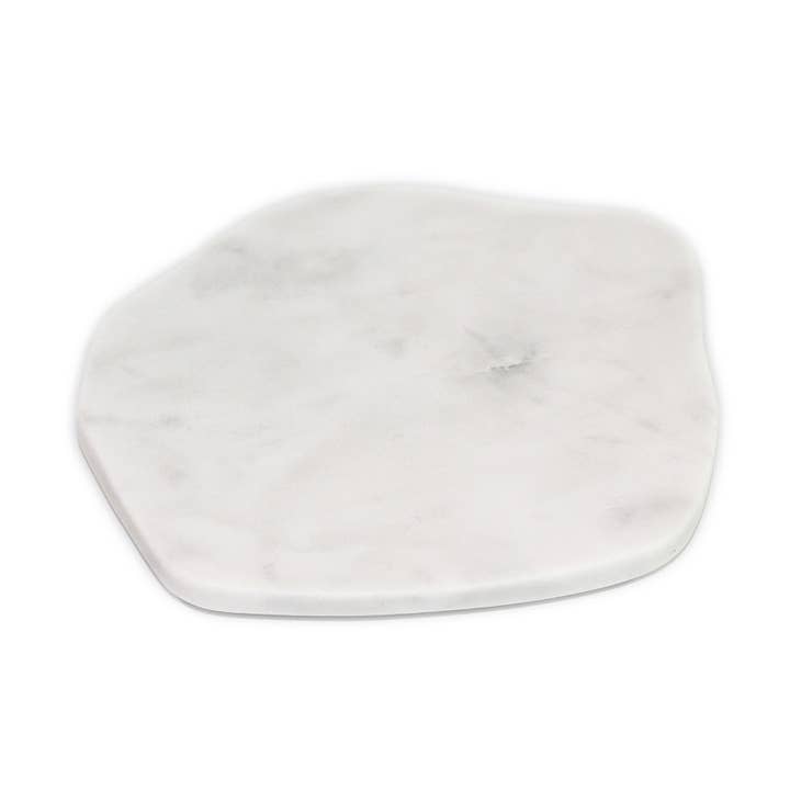 Sm. White Marble Organic Shaped Plate 6"Dia for wholesale by BIDKhome
