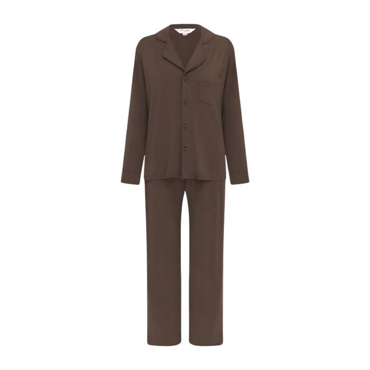 Pijamas de Inverno Modal Manga Comprida e Calças Compridas - Castanho Cacau (Pré-Encomenda) por atacado de Midnight Mischief
