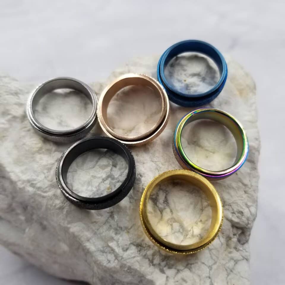 The Pretty Jewellery - Wholesale Band/Stacked Ring - Stainless Steel Anxiety Spinner Rings - Sizes 6 - 137