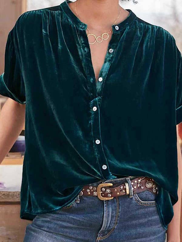 Velvet V-Neck Top for wholesale by Miss Sparkling