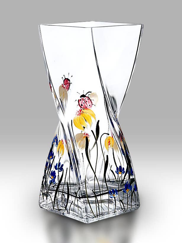 Ladybird Garden - 20 cm Twist Vase for wholesale by Nobile Glassware Ltd.