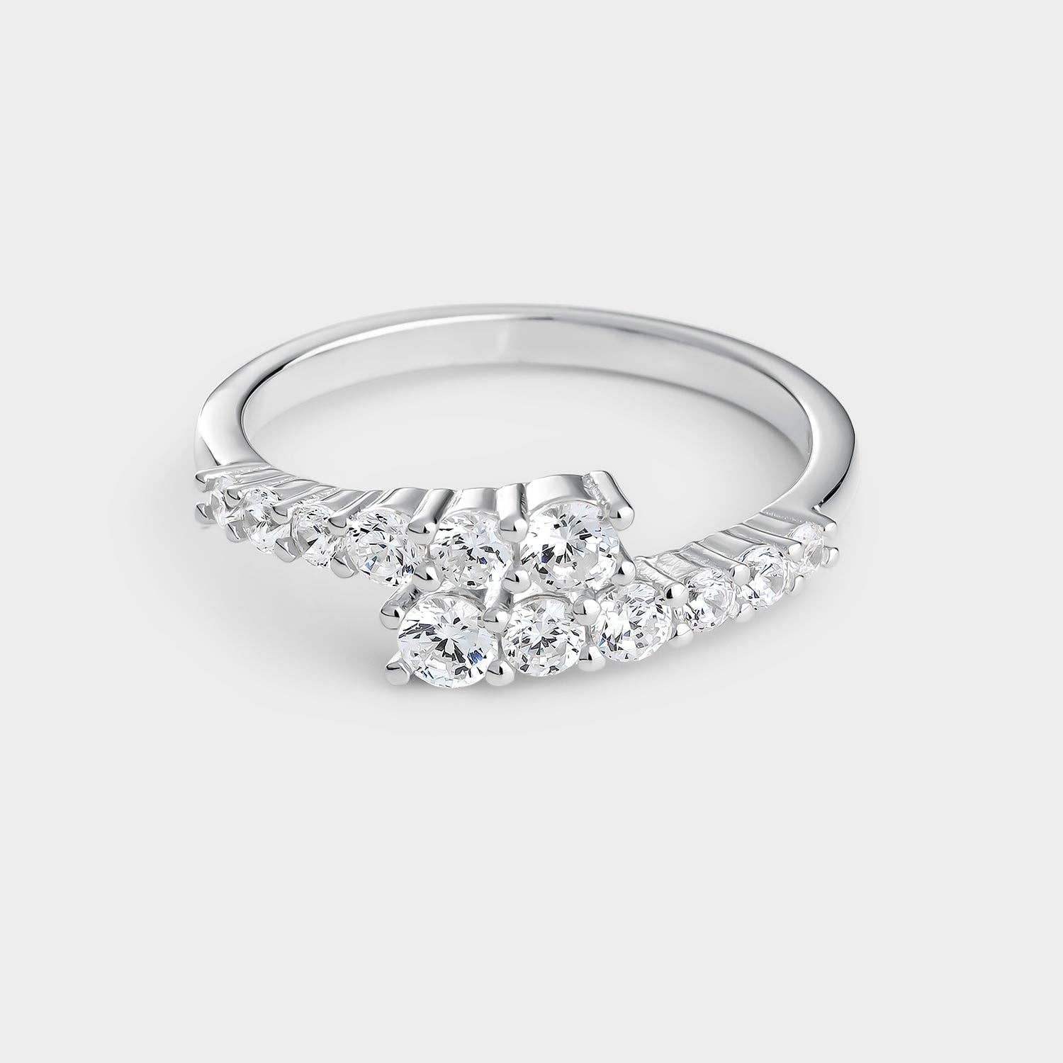 Itemporality - Wholesale Multi-Stone Ring - Two-line silver ring with zircons