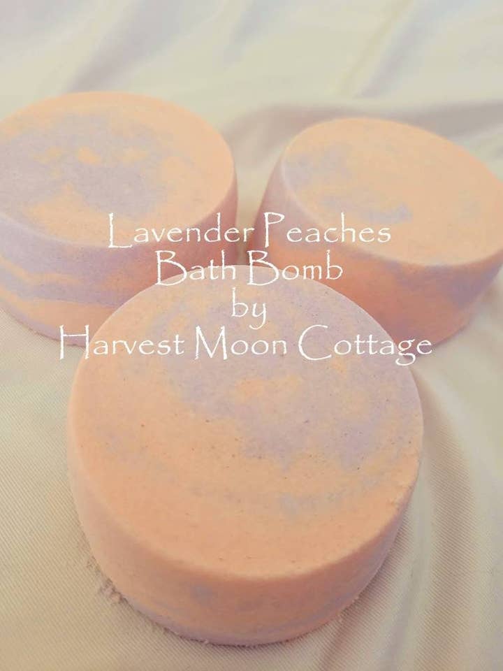 Lavender Peaches Bath Bomb for wholesale by Harvest Moon Cottage Bath and Body
