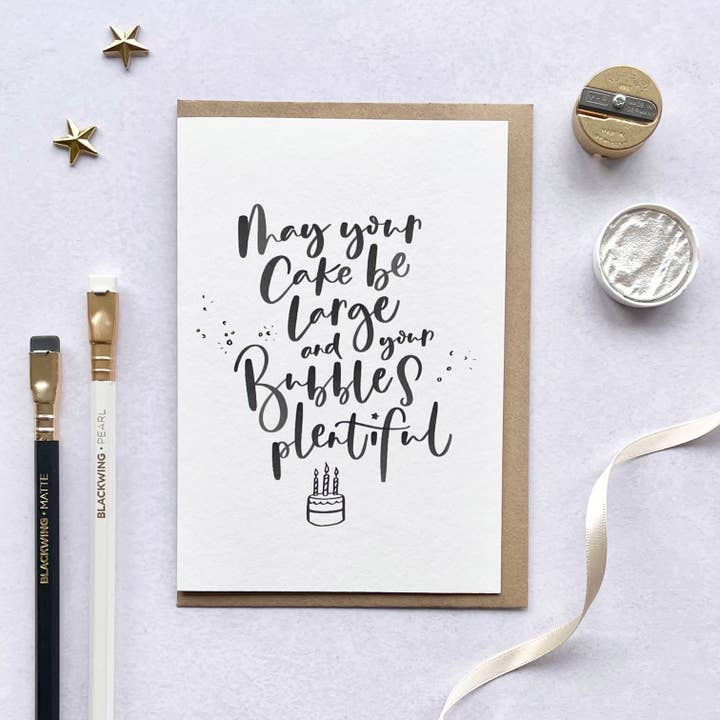 Cake and Bubbles for wholesale by Jen Roffe Lettering Studio