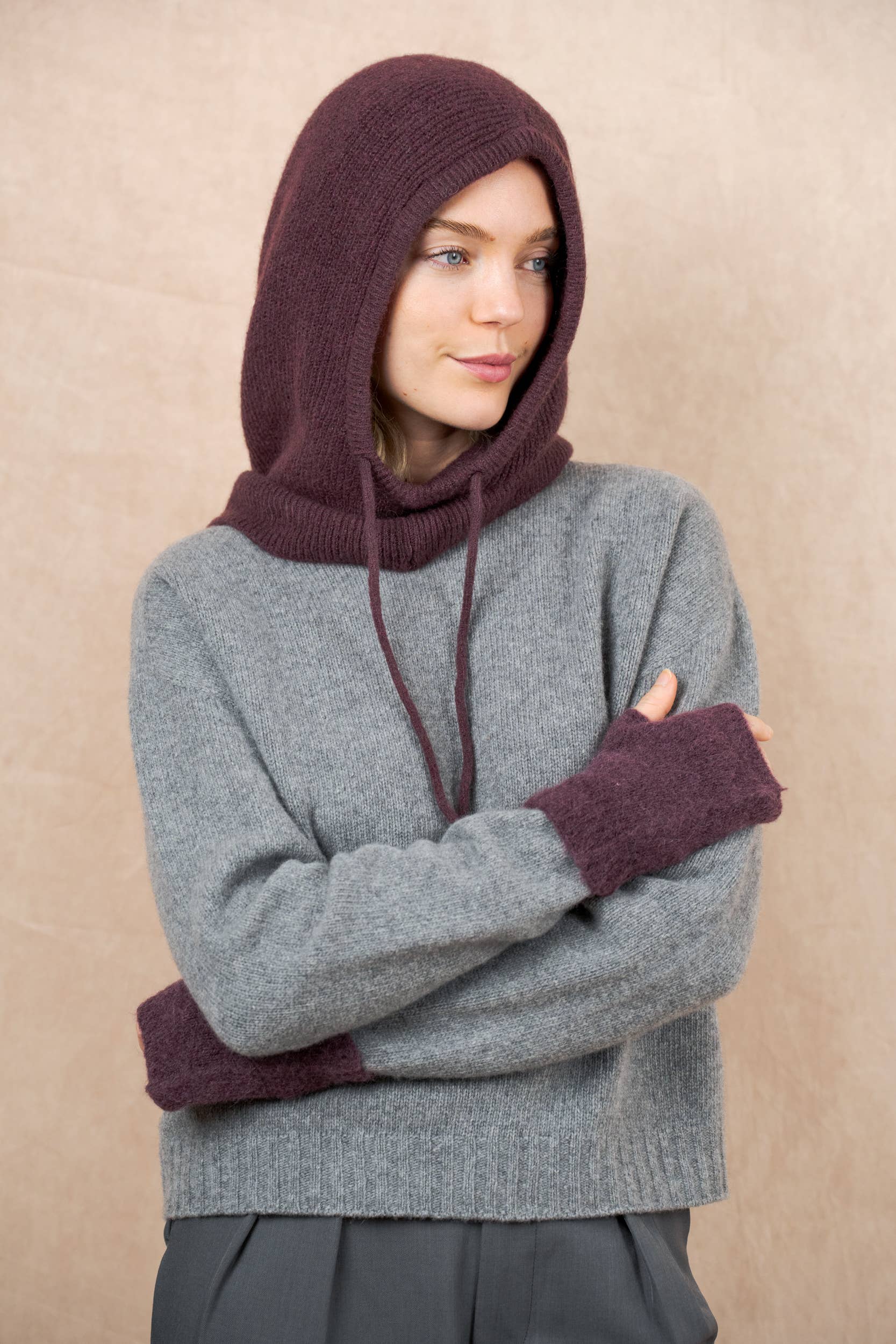 NAÏS PARIS – Großhandel Sturmhaube – Damen – Kapuze mit Kordelzug aus Alpaka und Wolle24