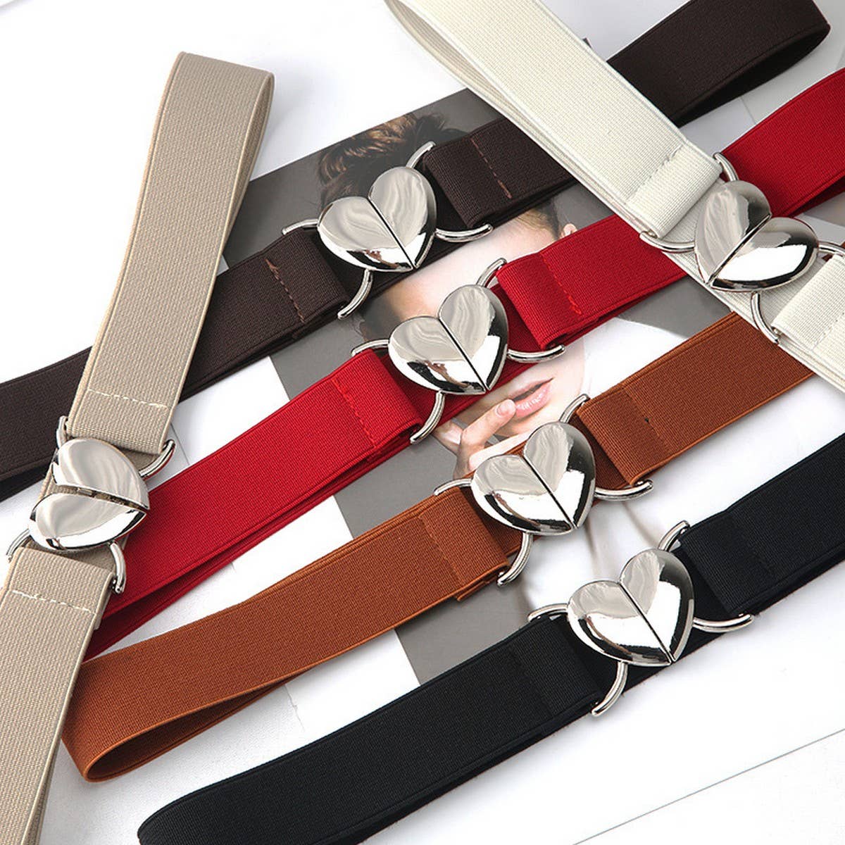 NINEXIS - Wholesale Belt - Women's - CWABE0562_LOVE BUCKLE ELASTIC BELT11