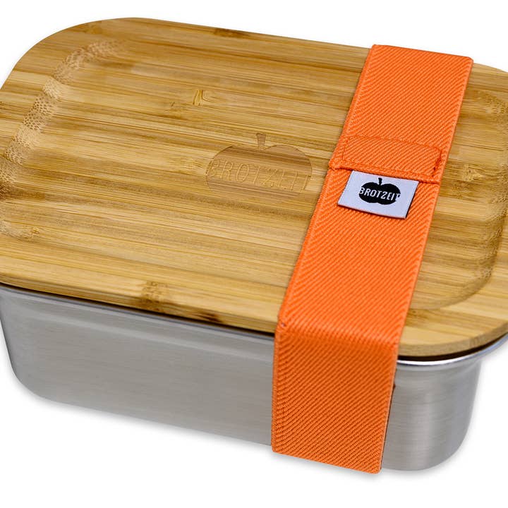 Portapranzo Brotzeit WOODY in acciaio inossidabile con coperchio in bambù per la vendita all'ingrosso da parte di Brotzeit