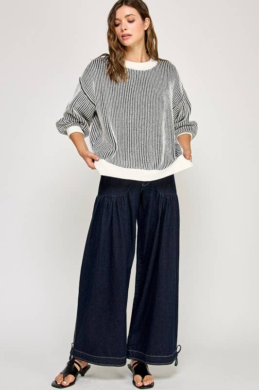 Miss Love - Wholesale Knit Sweater - Women's - Super Soft Strip Sweater13