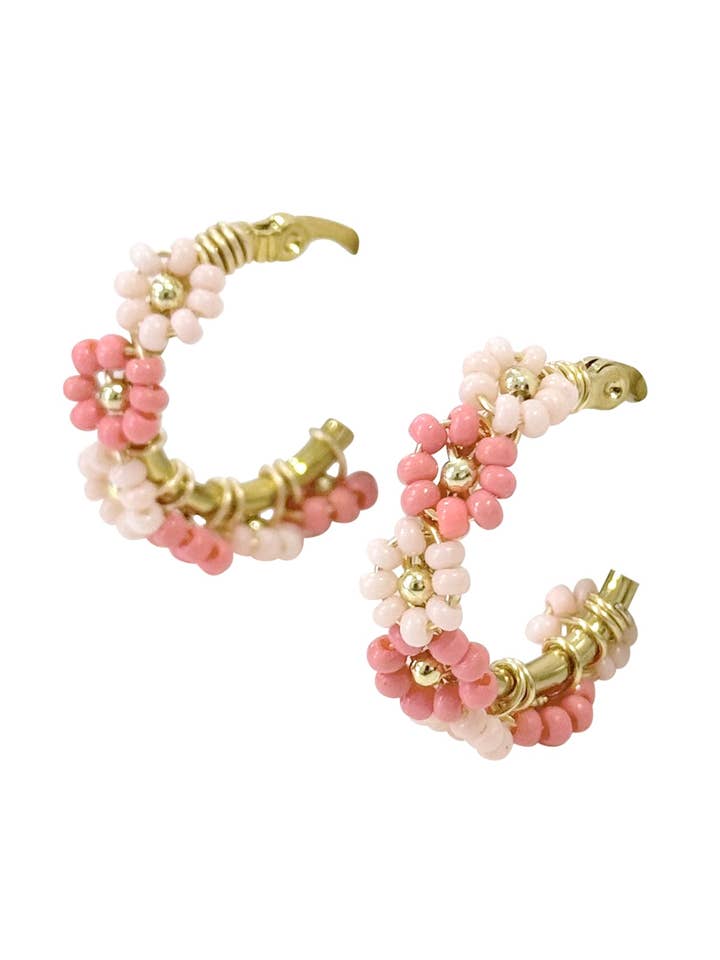 Floral Flower Hoop Earrings for wholesale by Gemelli