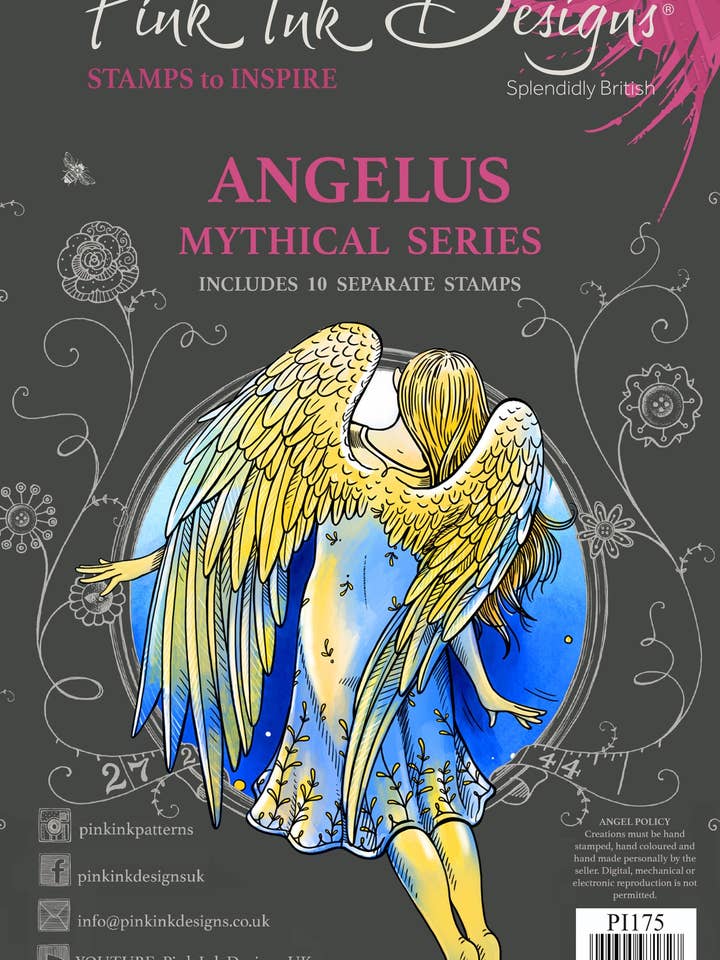 Pink Ink Designs Angelus Ensemble de tampons transparents 15,2 x 20,3 cm pour la vente par Ecstasy Crafts Distributing
