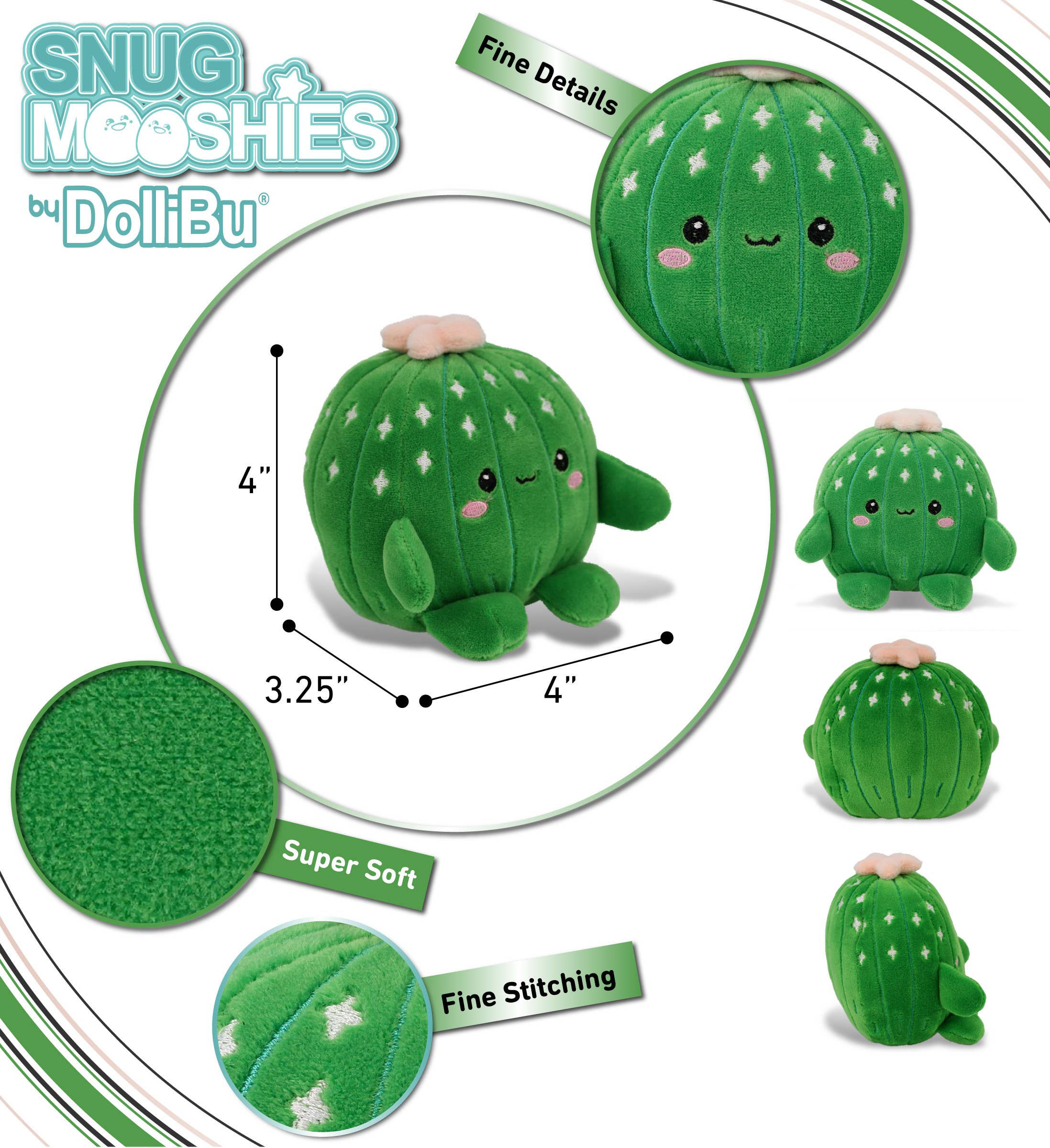 Cota Global - Wholesale Stuffed/Plush Toy - Kids & Baby - SNUG-MOOSHIES PLUSH - CACTUS 4"2