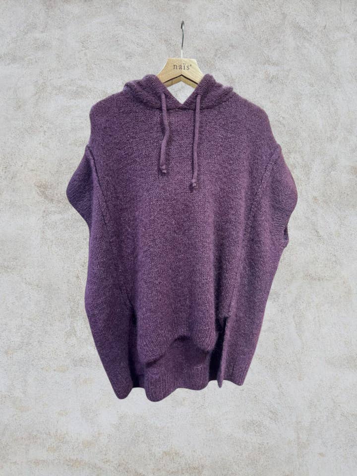 NAÏS PARIS - Wholesale Poncho - Women's - Mohair and wool hooded poncho with exposed seams14