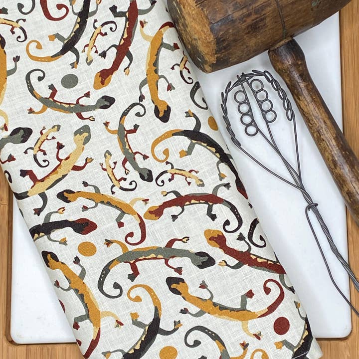 Torchon - Good Luck Lizards in the Sun Southwest Linen pour la vente par Cher the Fire