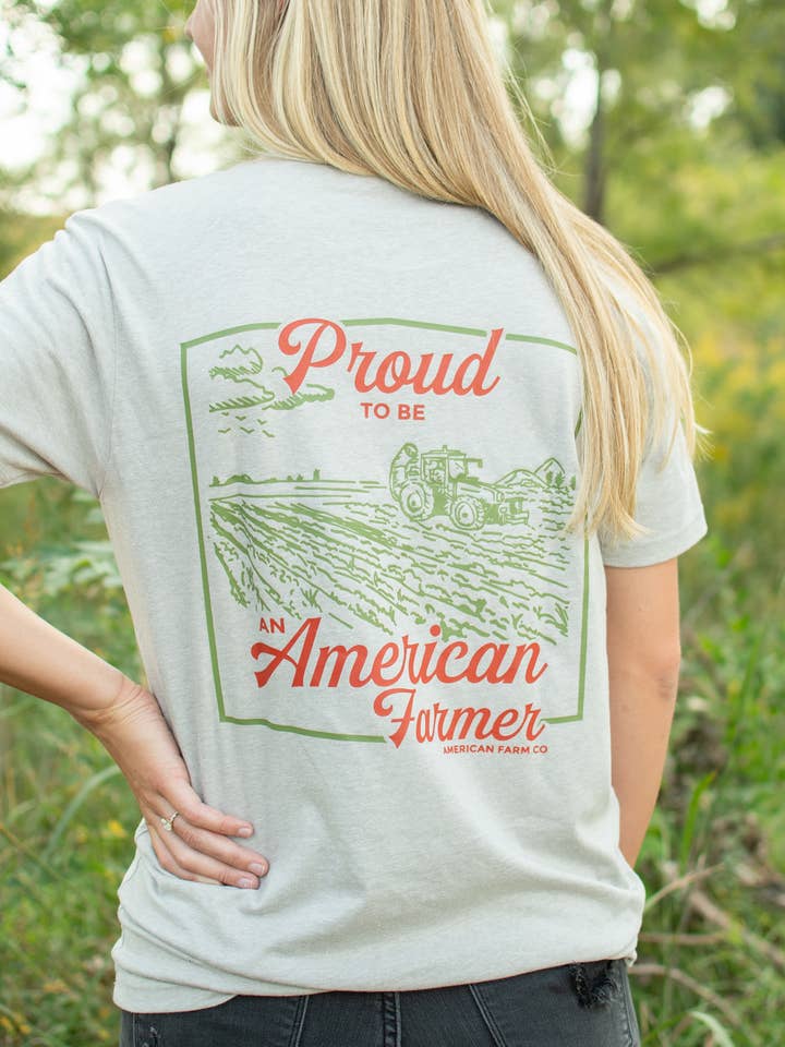 American Farm Company - Wholesale Screen Printed T-Shirt - Men's - Western 'Proud American Farmer' Stone Graphic Tee2