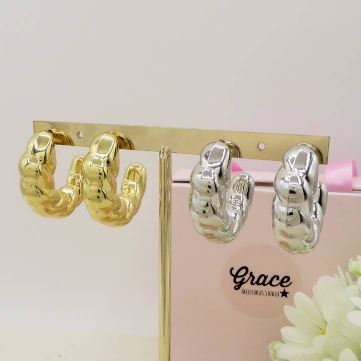 QUINN big hoops - brincos argola vintage torneados em aço inoxidável por atacado de Daemon srls