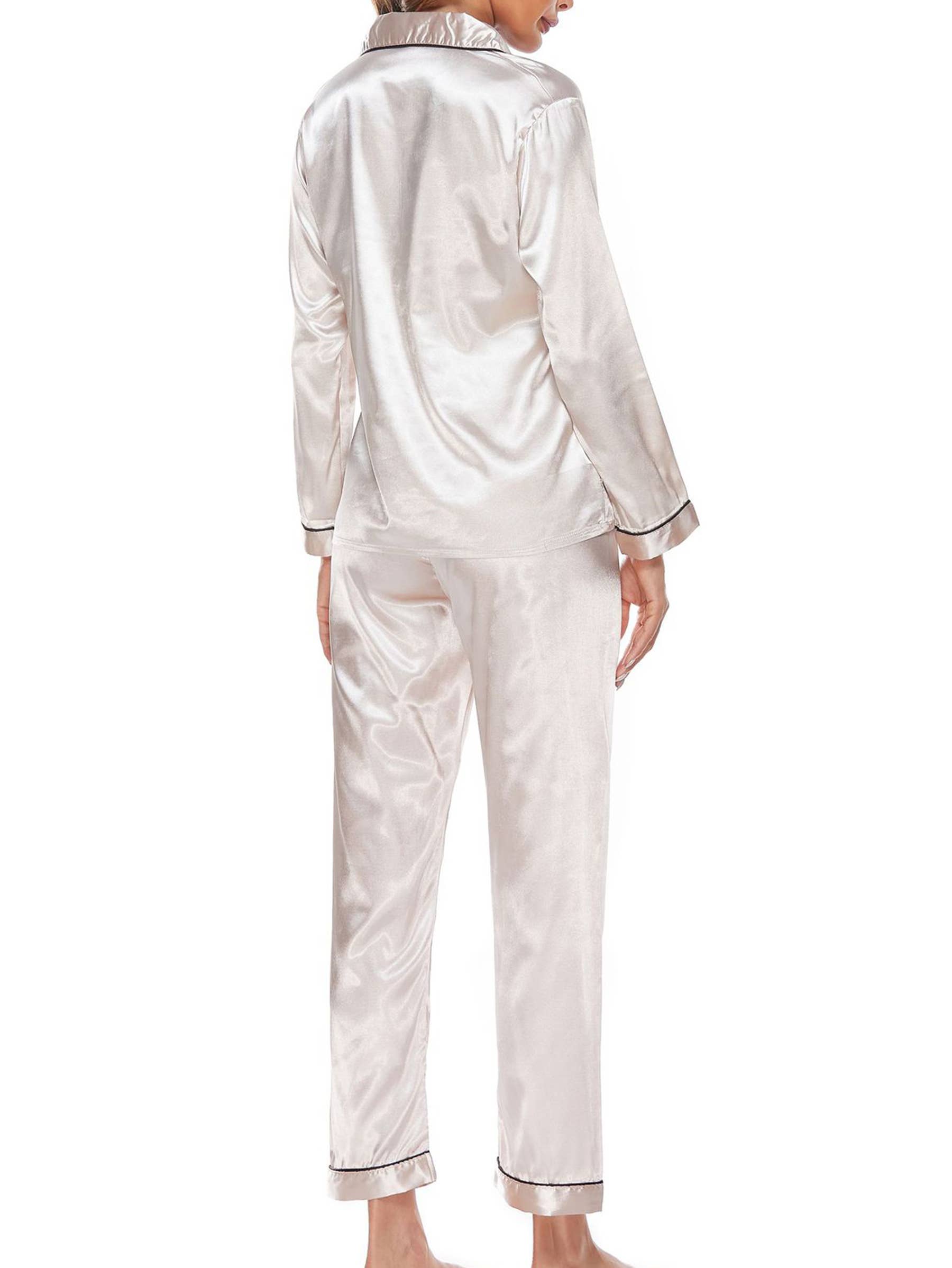 Wholesalesir - Vente Haut et bas de pyjama – femme - Ensemble de pyjamas boutonnés pour femmes à manches longues7