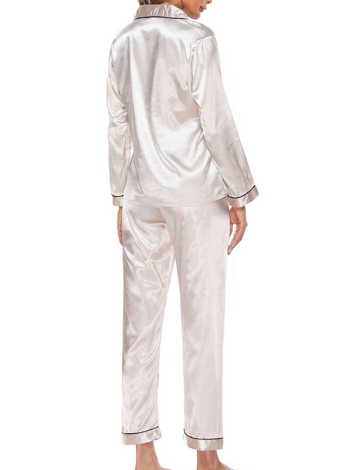 Wholesalesir - Vente Haut et bas de pyjama – femme - Ensemble de pyjamas boutonnés pour femmes à manches longues7